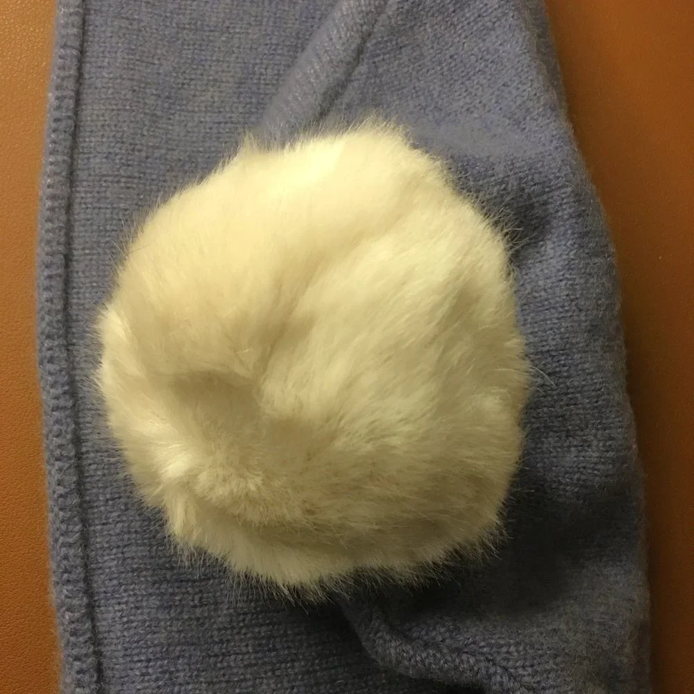 𝐑𝐎𝐒𝐒 ✳ 𝐒𝐍𝐎𝐖 100% Cashmere Palla de Neve Blue Beanie Cap - NEW!!!